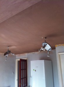 Kitchen ceiling re-skim over artex